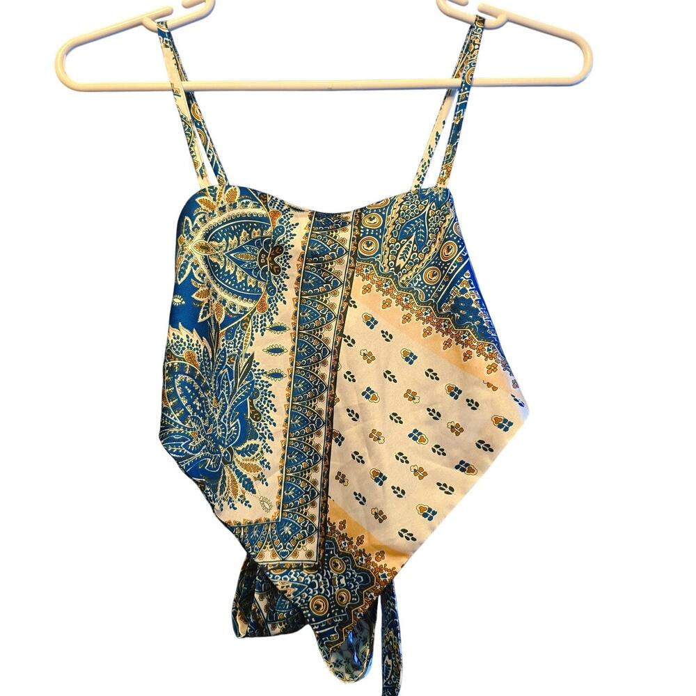 Greathe Y2K bandana style satin tie back top size small